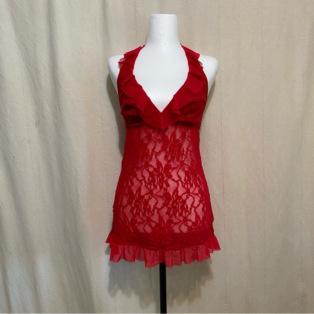Jezebel Red Lace Halter Chemise